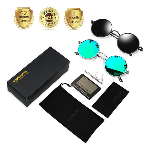 Kanastal Gafas De Sol Redondas Pequeñas Steampunk Verde Espe