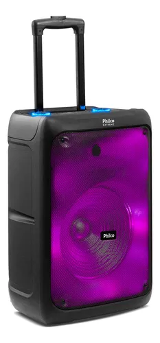 comprar Caixa De Som Amplificada Philco Pcx5200 600w Bluetooth Flash Led Com Alça Entrada Aux Usb Microfone Cartão Micro Sd Preta