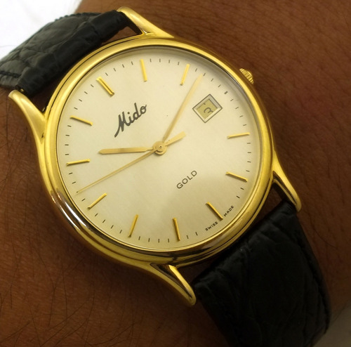 Relógio De Pulso Mido Gold Date Ouro 18k Masculino J22032