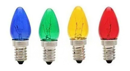 16 Lâmpadas Mini Vela C7 7w 220v Rosca E12 Am, Az, Vd, Vm