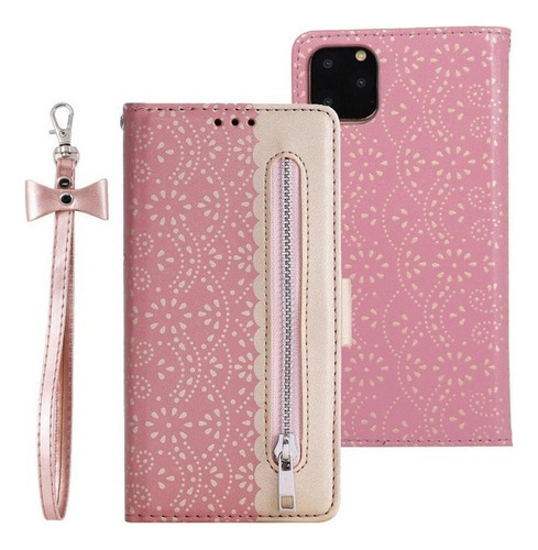 Funda Encaje Para iPhone Funda Protectora Celular Tipo Carte Color Rosa iPhone 12