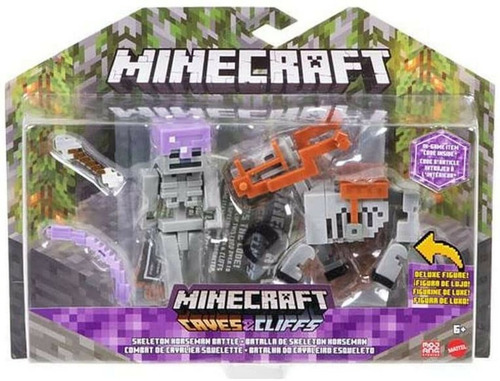 Boneco Minecraft Caves Batalha Cavaleiro Esqueleto C/ Cavalo