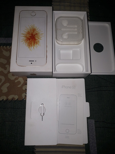Caja iPhone SE  Gold,  16gb  Vacia Con Manual Y Sacachip 