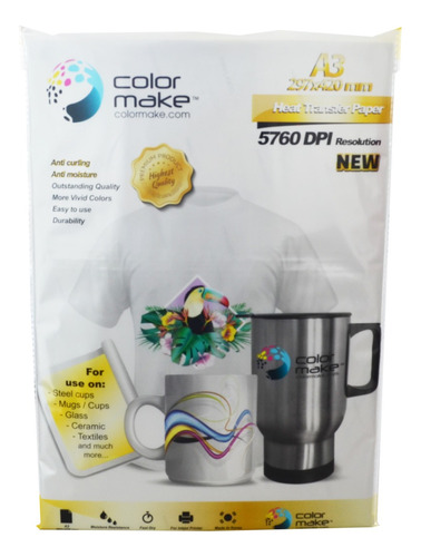 Papel Sublimacion A3 Premium 100 Hojas Color Make