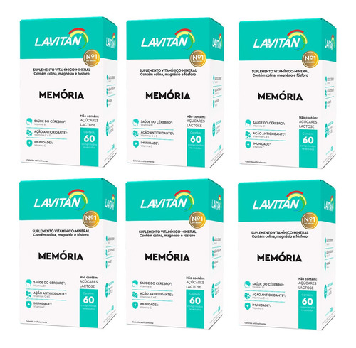 Kit Com 6cx Lavitan Memoria 60 Comprimidos  Cimed