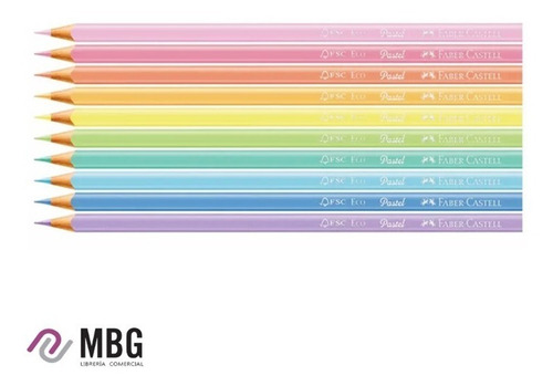 Imagen 2 de 4 de Lápices De Color Faber Castell Eco X 10 Pasteles