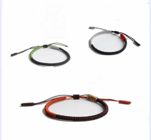 Pulsera Tibetana, Corazón Buddha, Hecha A Mano, Una Pieza Color Negro/verde/gris Diámetro 18 Cm Largo 18 Cm