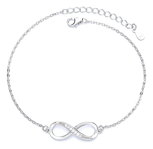 Mookoku - Fina Pulsera Amor Infinito En Plata 925 Con Corazones Ajustable, Viene En Caja De Regalo Para Joyas