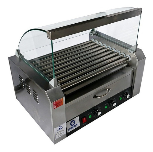 Máquina De Hot Dog 9 Rodillos Con Calentador De Pan Nuevo