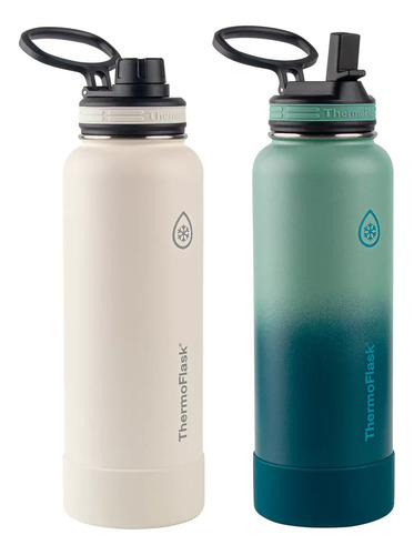 2 Termos Thermoflask 1.2 Litros Beige Y Verde Acero Inoxidab