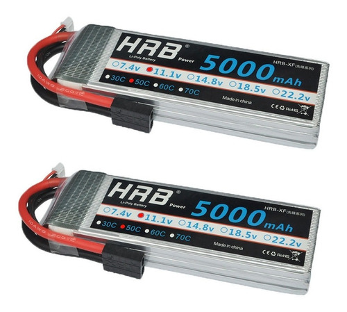 2pcs Hrb 11.1v 5000mah 3s 50c 100c Rc Lipo Batería De Coche 