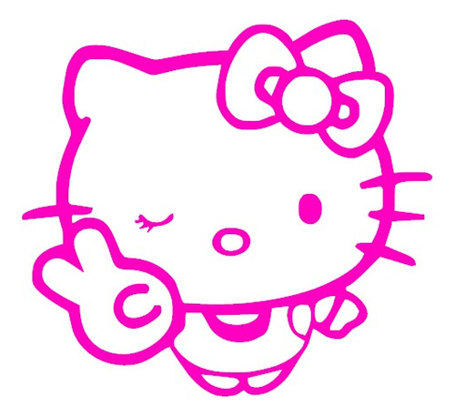  1pz Vinil Stiker Estampa Hello Kitty Saludando Rosa