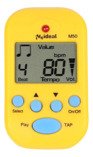 Mini Metrónomo Mecánico Amarillo Para Guitarra De Alta Preci