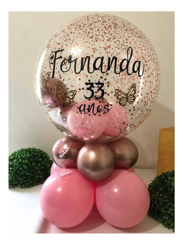 Arreglo Bouquet De Globos Con Burbuja Personalizada 