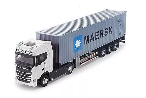 Miniatura Carreta Mercedes Benz Container Escala 1:50 Maersk