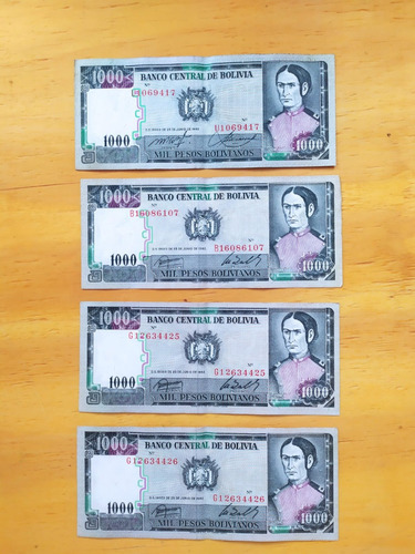 Bolívia 1982 - Sob/mbc - 1000 Pesos Bolivianos - Cód.067 (Usado)