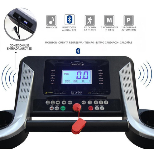 Caminadora Electrica Profesional 2.5hp Plegable Bluetooth In