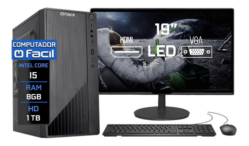 Imagem 1 de 5 de Computador Completo Fácil Intel I5 08 Gb Ddr3 Hd 1tb