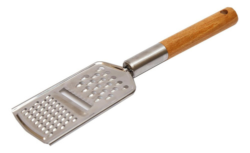 Rallador De Acero Inoxidable Queso Verduras Con Mango Madera Color Acero Inoxidable / Madera