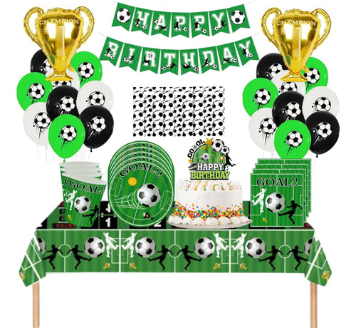 Set Decoracion Globos Cotillon Futbol Cumpleaños