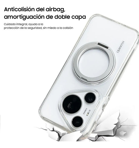 Funda Transparente Para Huawei Pura 70 Suporte Magnético,compatible With Magsafe,kit Mica Pantalla Mica Cámara Hd,magnetic Carbon Fiber Case