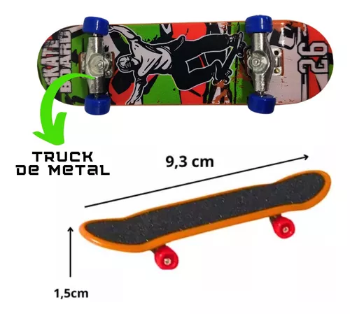 Kit 6 Skate De Dedo Brinquedo Para Crianças Truck Metal Lixa