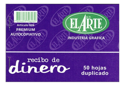 Recibo Dinero Autocopiativo Alotek / Artesano Libreria