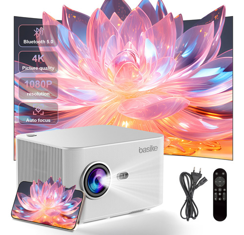 Basike Projetor Hd 4k Android 11 Full 1080p Bluetooth 5.0 Wifi 2.4g + 5g 12000lm Projetor,cinema Em Casa 127/220v,mini Projetor Inteligente Portátil Compatível Com Ios/android,autofoco