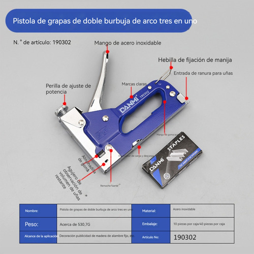 Grapadora Corchetera Manual 3 En 1 Total + Corchetes