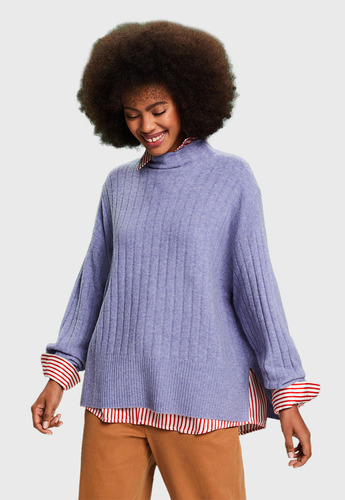 Sweater De Punto Plano Acanalado Mujer Esprit 113ee1i343