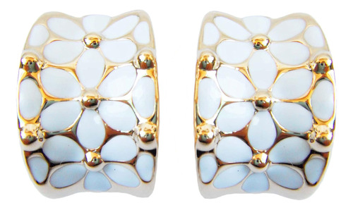 Pendientes Navachi Omega Az1936o De Esmalte Blanco Arco Iris