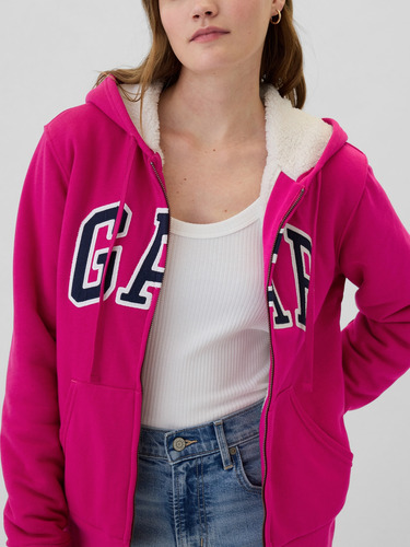 Polerón Gap Logo Sherpa Con Cierre Mujer Morado