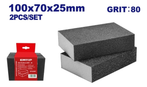 Set Esponjas Abrasiva Grano 80 Metal Madera Emtop Emuk1501