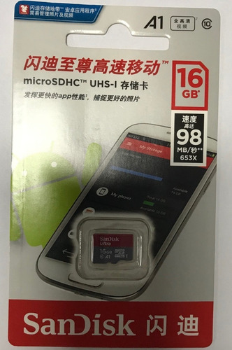 Cartão Memória Sandisk 16gb Micro Sdhc Classe 10 Ultra 98mbs