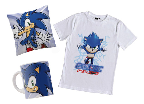 Remera Sonic The Hedgehog  Con Taza Y Almohada 