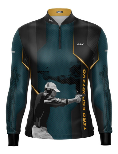 Imagem 4 de 7 de Camisa Tiro Esportivo Brk Azul Com Preto Com Fpu 50+