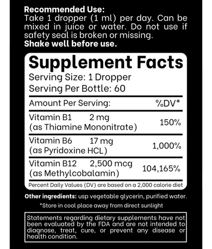 B1 B6 B12 Gotas De Vitamina Líquida - Nervio, W6mj2