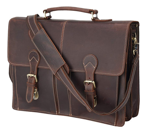 Polare 16 Full Grain Leather Messenger Bag Laptop Malet...