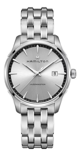 Reloj Hamilton Jazzmaster Gent Hombre Quartz 40mm H32451151 Correa Plateado Bisel Plateado Fondo Plateado