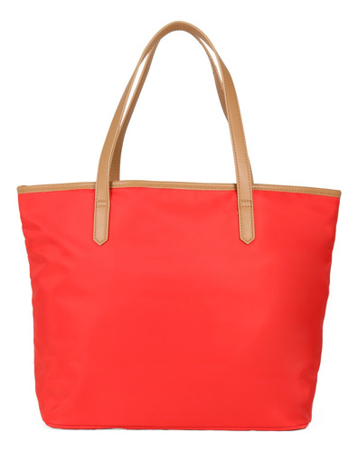Bolso Cloe Tote Textil Camel Gran Capacidad Logo Frontal