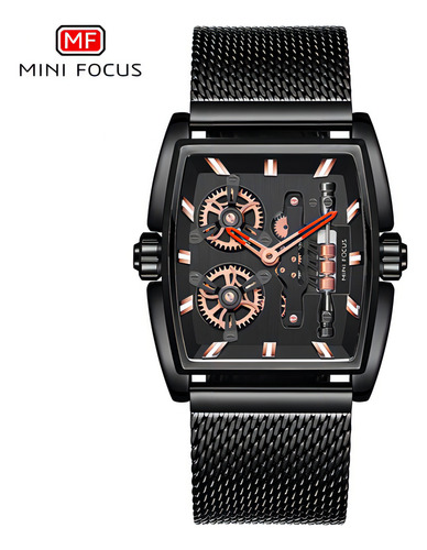 Relojes De Cuarzo Con Cinturón De Malla Impermeable Mini Foc Color De La Correa Negro