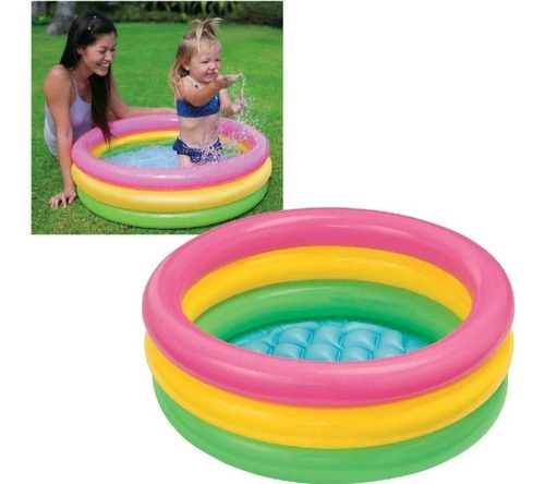 Piscina Inflable Bebe 3 Anillos Acolchada 61cm Ancho 22 Alto