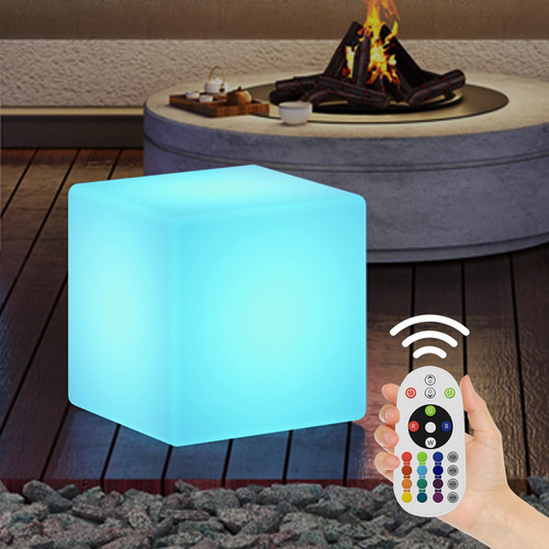 Cubo Led 40 Cm Cambio Color, Mesa Led Control Remoto, Mueble