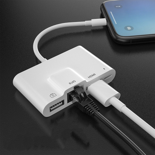 Para Para iPhone Adaptador Otg 4 Em 1 Relâmpago Para Rj45