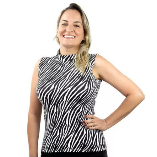 Blusa Inverno Gola Alta Cacharrel Zebra Zebrada Animal Print