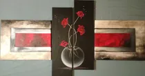 Comprar Cuadros Tripticos Florales Pintados A Mano Textura Relieve