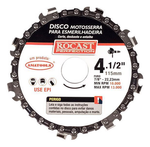 Disco Motosserra Para Esmerilhadeira 4.1/2'' - Rocast