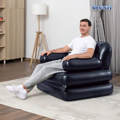 Sillon Inflable Sofá Cama Plegable Multiusos 4 En 1 Bestway Color Negro