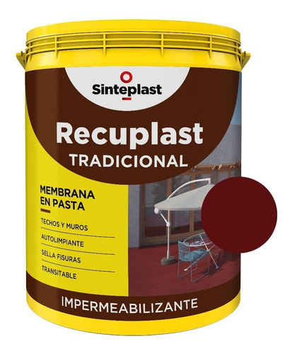 Recuplast Tradicional Membrana Pasta Imperm Techos/muros 4lt Acabado Satinado Color Teja