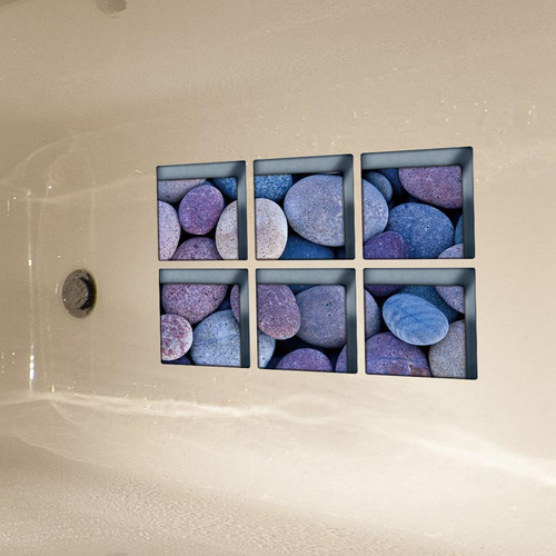 3 Non Slip Bathtub Stickers Bath Tub Tattoos Pebbles (blue)